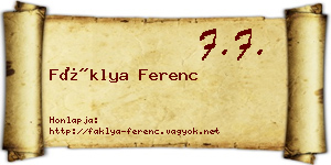 Fáklya Ferenc névjegykártya